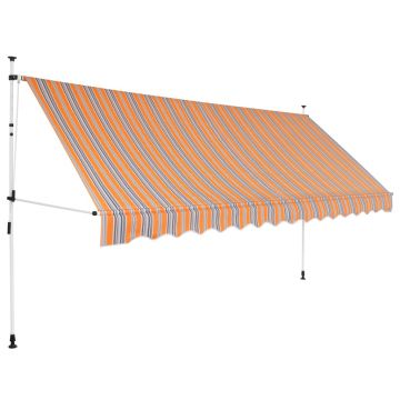 Gossi copertina retractabila manual, dungi galben si albastru, 400 cm