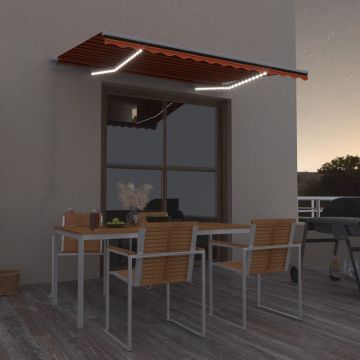 Gossi copertina retractabila manual led, portocaliu & maro 300x250 cm