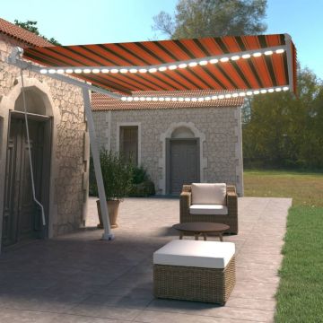 Gossi copertina retractabila manual, led, portocaliu/maro, 400x350 cm