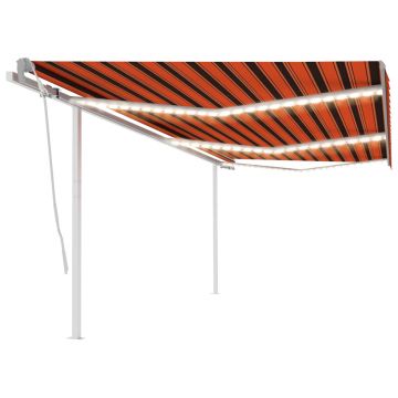 Gossi copertina retractabila manual led portocaliu si maro, 6x3,5 m