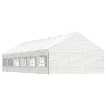 Gossi foisor cu acoperis, alb, 13,38x5,88x3,75 m, polietilena