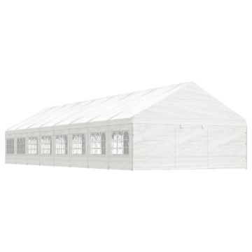 Gossi foisor cu acoperis, alb, 17,84x5,88x3,75 m, polietilena