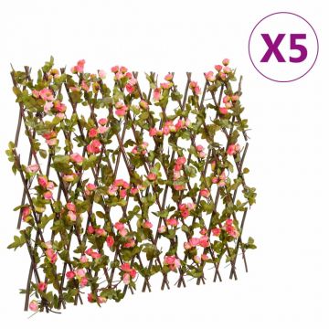 Gossi spalier cu iedera artificiala extensibil, 5 buc. roz 180x60 cm
