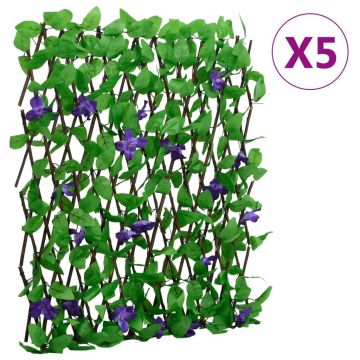 Gossi spalier iedera artificiala extensibil, 5 buc., verde, 180x70 cm