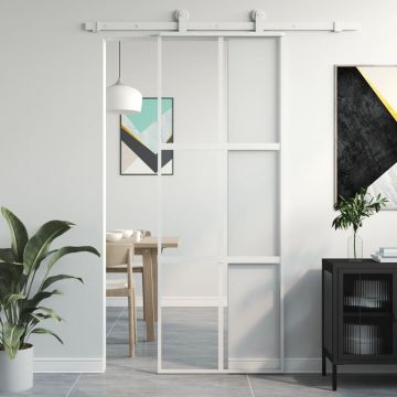 Gossi usa glisanta, alb, 76x205 cm, sticla securizata/aluminiu