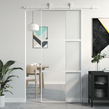 Gossi usa glisanta, alb, 90x205 cm, sticla securizata/aluminiu