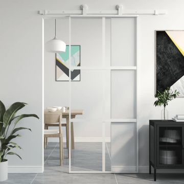 Gossi usa glisanta, alb, 90x205 cm, sticla securizata/aluminiu