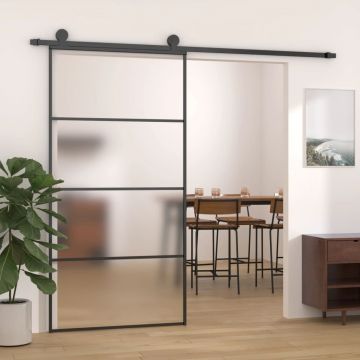 Gossi usa glisanta, negru, 102,5x205 cm, sticla mata esg si aluminiu
