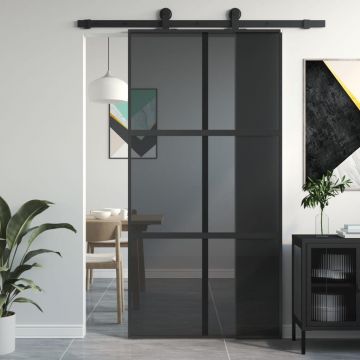 Gossi usa glisanta, negru, 102,5x205 cm, sticla securizata/aluminiu
