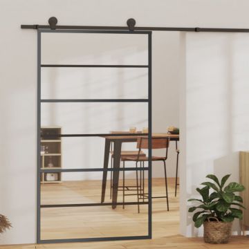 Gossi usa glisanta, negru, 102x205 cm, sticla esg si aluminiu