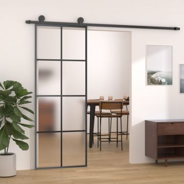 Gossi usa glisanta, negru, 76x205 cm, aluminiu si sticla esg
