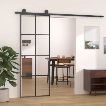 Gossi usa glisanta, negru, 76x205 cm, sticla esg si aluminiu