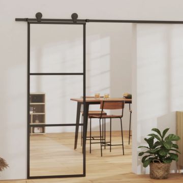 Gossi usa glisanta, negru, 76x205 cm, sticla esg si aluminiu