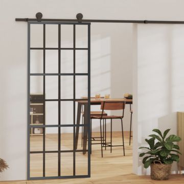 Gossi usa glisanta, negru, 76x205 cm, sticla esg si aluminiu