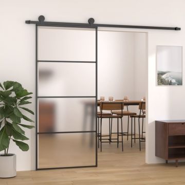 Gossi usa glisanta, negru, 90x205 cm, sticla esg mata si aluminiu