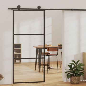 Gossi usa glisanta, negru, 90x205 cm, sticla esg si aluminiu