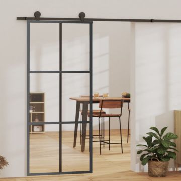 Gossi usa glisanta, negru, 90x205 cm, sticla esg si aluminiu