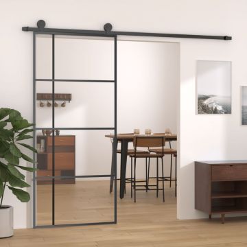 Gossi usa glisanta, negru, 90x205 cm, sticla esg si aluminiu