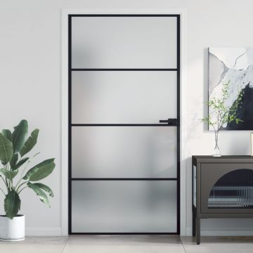 Gossi usa interior negru 102,5x201,5 cm sticla securiz./aluminiu slim