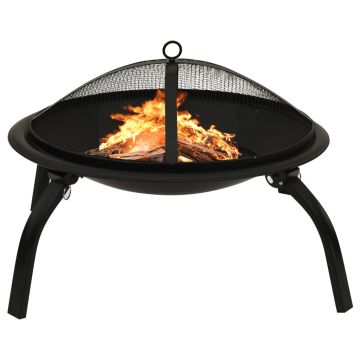 Gossi vatra de foc 2-in-1 cu gratar si vatrai, 56x56x49 cm, otel