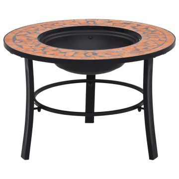 Gossi vatra de foc cu mozaic, caramiziu, 68 cm, ceramica