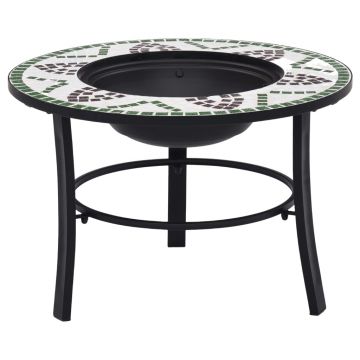 Gossi vatra de foc cu mozaic, verde, 68 cm, ceramica