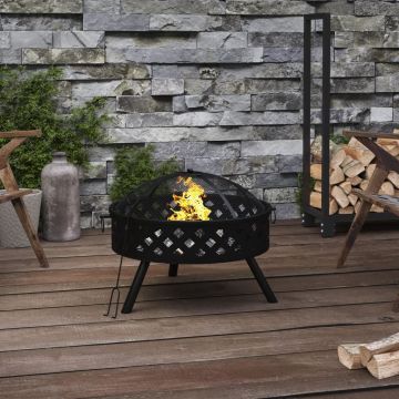 Gossi vatra de foc cu vatrai, 58 cm, otel, xxl