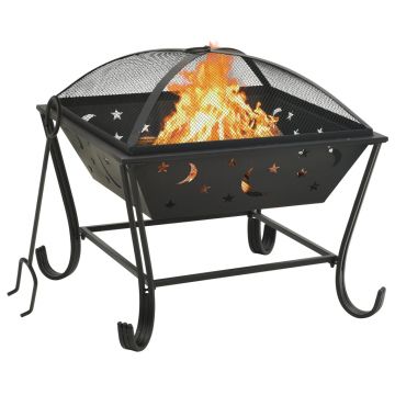 Gossi vatra de foc cu vatrai, 62 cm, otel, xxl