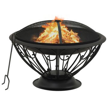 Gossi vatra de foc cu vatrai, 75 cm, otel, xxl