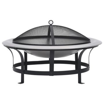 Gossi vatra de foc de exterior cu gratar, 76 cm, otel inoxidabil