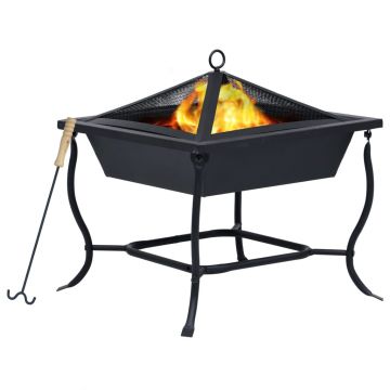 Gossi vatra de foc, negru, 42x42x45 cm, otel