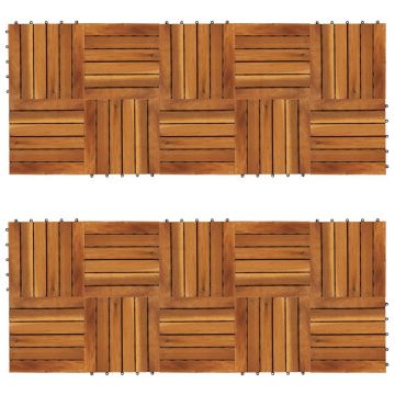 Set dale din lemn de salcam cu model vertical 30 x 30 cm, 20 buc.