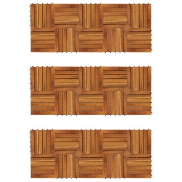 Set dale din lemn de salcam cu model vertical 30 x 30 cm, 30 buc.