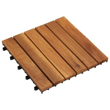 Set de 10 placi din acacia 30 x 30 cm, model vertical