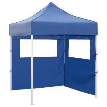 Gossi cort de petrecere pliabil cu 2 pereti, albastru, 2 x 2 m, otel
