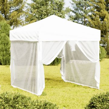Gossi cort pliabil pentru petrecere, cu pereti laterali, alb, 2x2 m