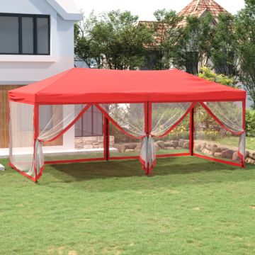 Gossi cort pliabil pentru petrecere, pereti laterali, rosu, 3x6 m