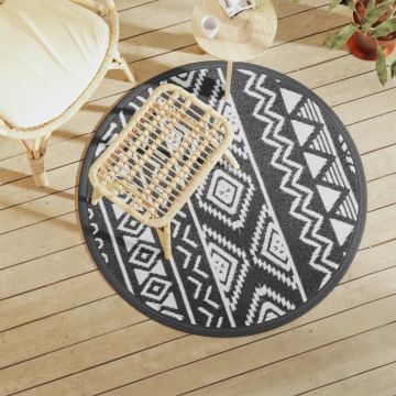 Gossi covor de exterior, arakil negru, Ø120 cm, pp