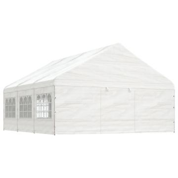 Gossi foisor cu acoperis, alb, 6,69x5,88x3,75 m, polietilena