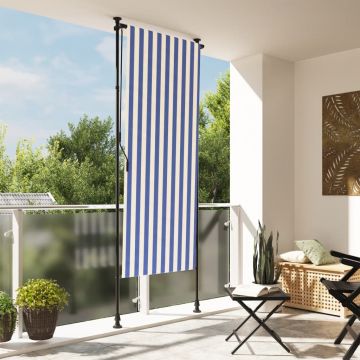 Gossi jaluzea rulou de exterior albastru/alb 120x270 cm tesatura/otel