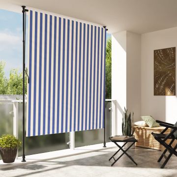 Gossi jaluzea rulou de exterior albastru/alb 150x270 cm tesatura/otel