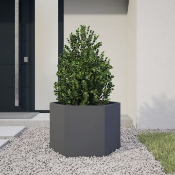 Gossi jardiniera de gradina antracit 69x60x45 cm otel hexagonal