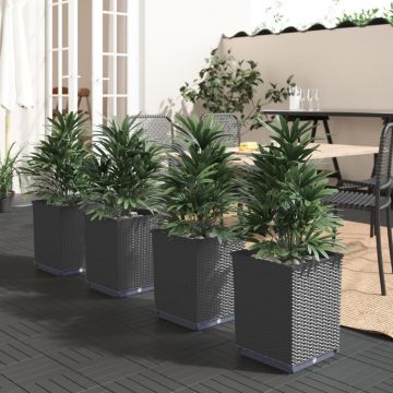 Gossi jardiniere, 4 buc., negru, 30x30x37 cm, polipropilena