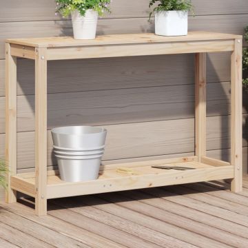 Gossi masa de plantare cu polita, 108x35x75 cm, lemn masiv de pin