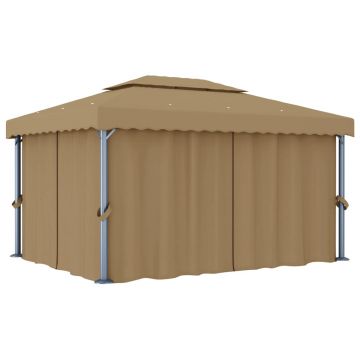Gossi pavilion cu perdea, gri taupe, 4x3 m, aluminiu