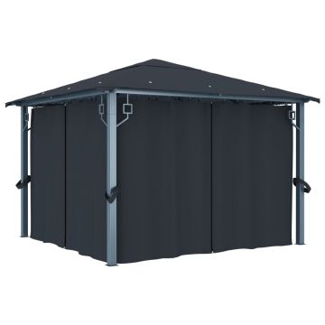 Gossi pavilion cu perdele, antracit, 300 x 300 cm, aluminiu