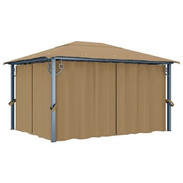 Gossi pavilion cu perdele, gri taupe, 400 x 300 cm, aluminiu