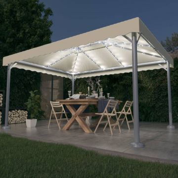 Gossi pavilion cu siruri lumini led, crem, 400x300 cm, aluminiu