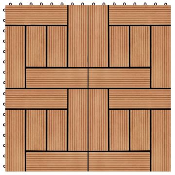 Gossi placi de pardoseala 11 buc, culoare tec, 30 x 30 cm, wpc, 1 mp