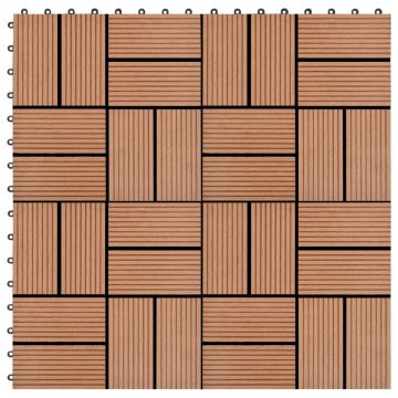 Gossi placi de pardoseala 11 buc, maro, 30 x 30 cm, wpc, 1 mp